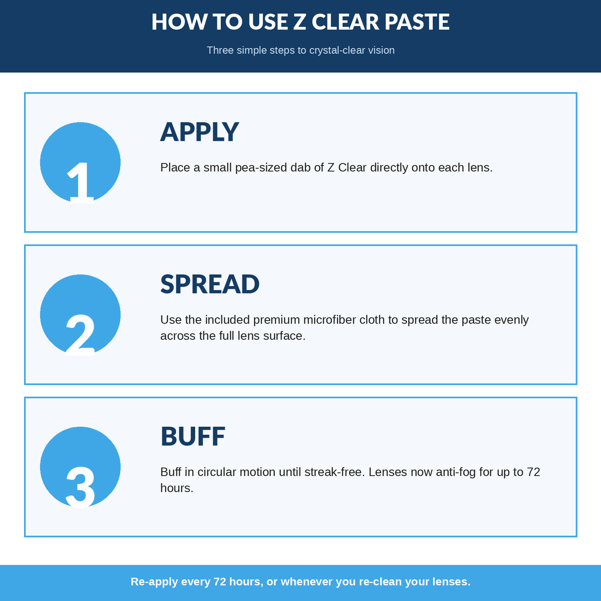 Z Clear Anti-Fog Lens Cleaner Paste + Microfiber Cloth — 72-Hour Protection, Made in USA