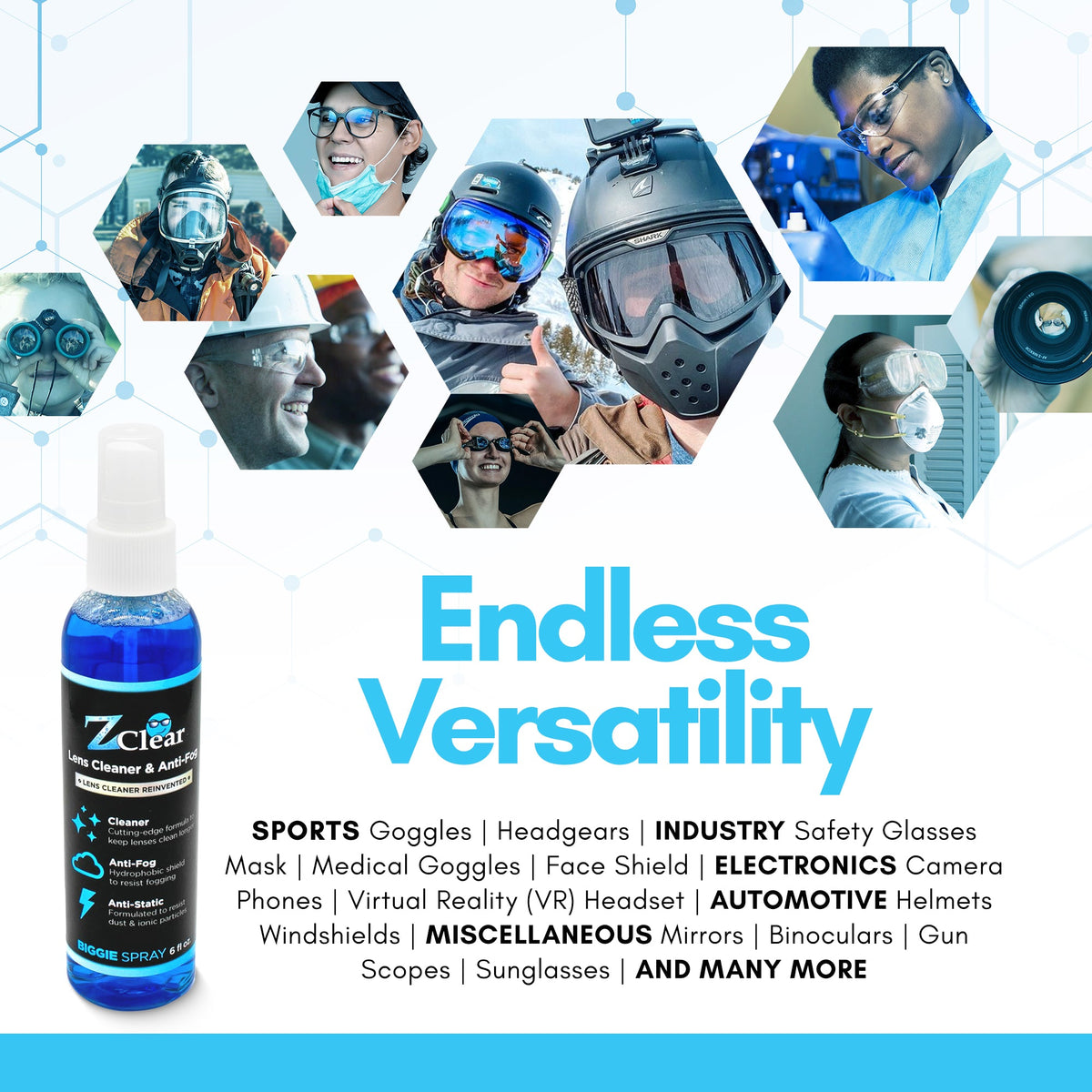 Z Clear Biggie 6oz anti-fog spray bottle — refill size for daily use