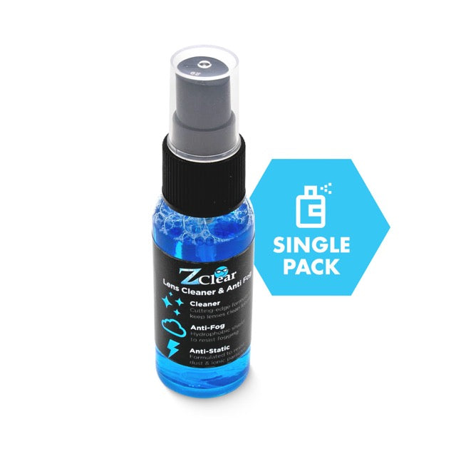 Z Clear Starter Kit — 1oz Anti-Fog Spray, 15ct Lens Wipes & Microfiber Cloth