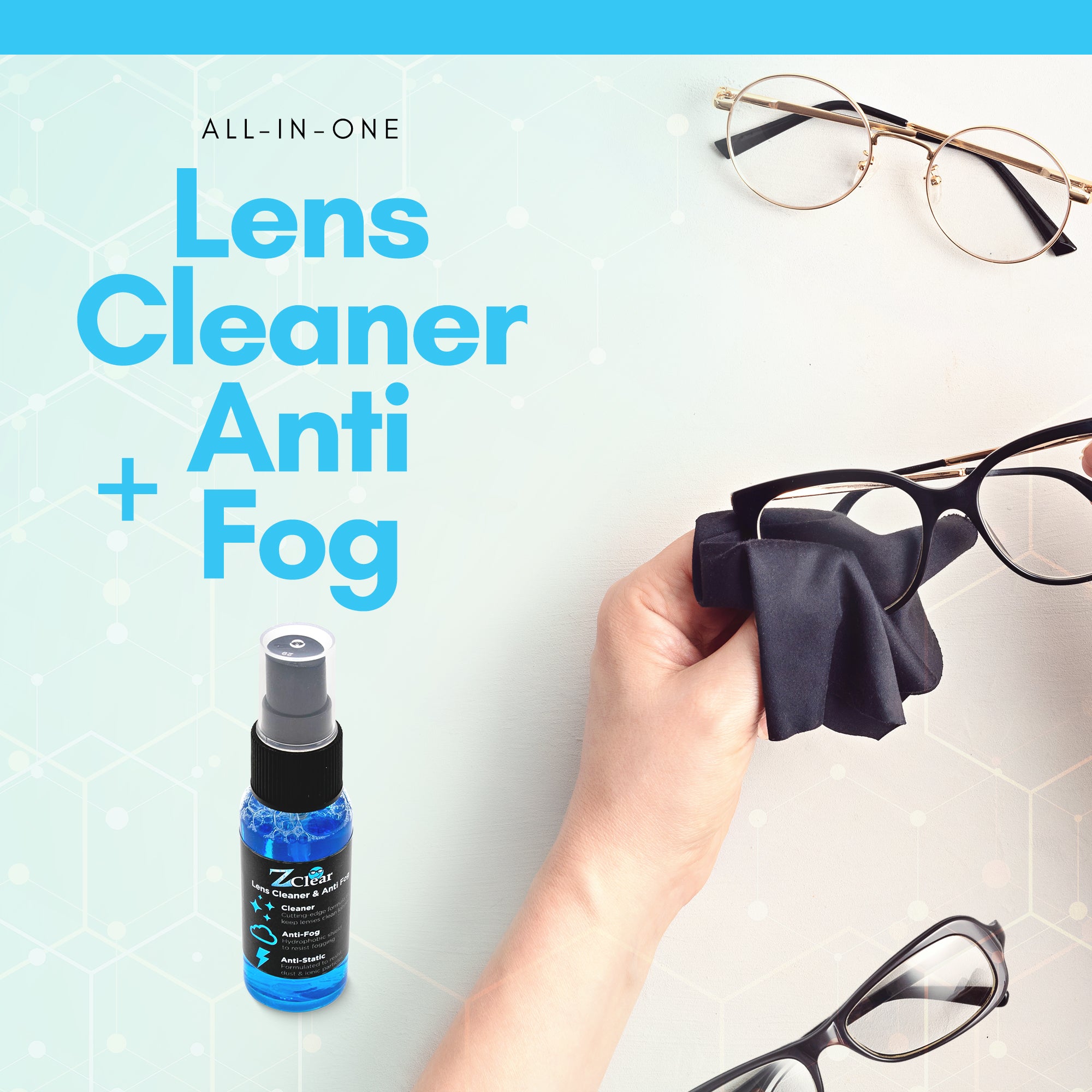 goggles cleaner 1oz Anti-Fog Lens Cleaner Spray + Microfiber Cloth Z Clear