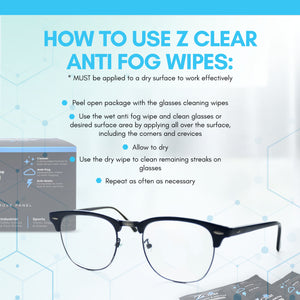 Z Clear Lens Wipes for Eyeglasses | Individually Wrapped Eye Glasses Wipes | Wet/Dry Wipe 50ct Display, Size: One size, Blue
